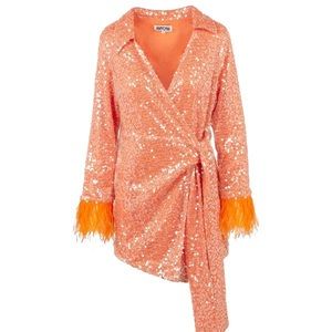 Brand New With Tags - AMLYNN Fitz Orange Seauin Shirt Dress - Size Small